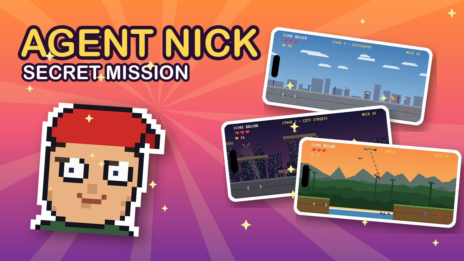Agent Nick: Secret Mission — retro run-and-gun pixel adventure